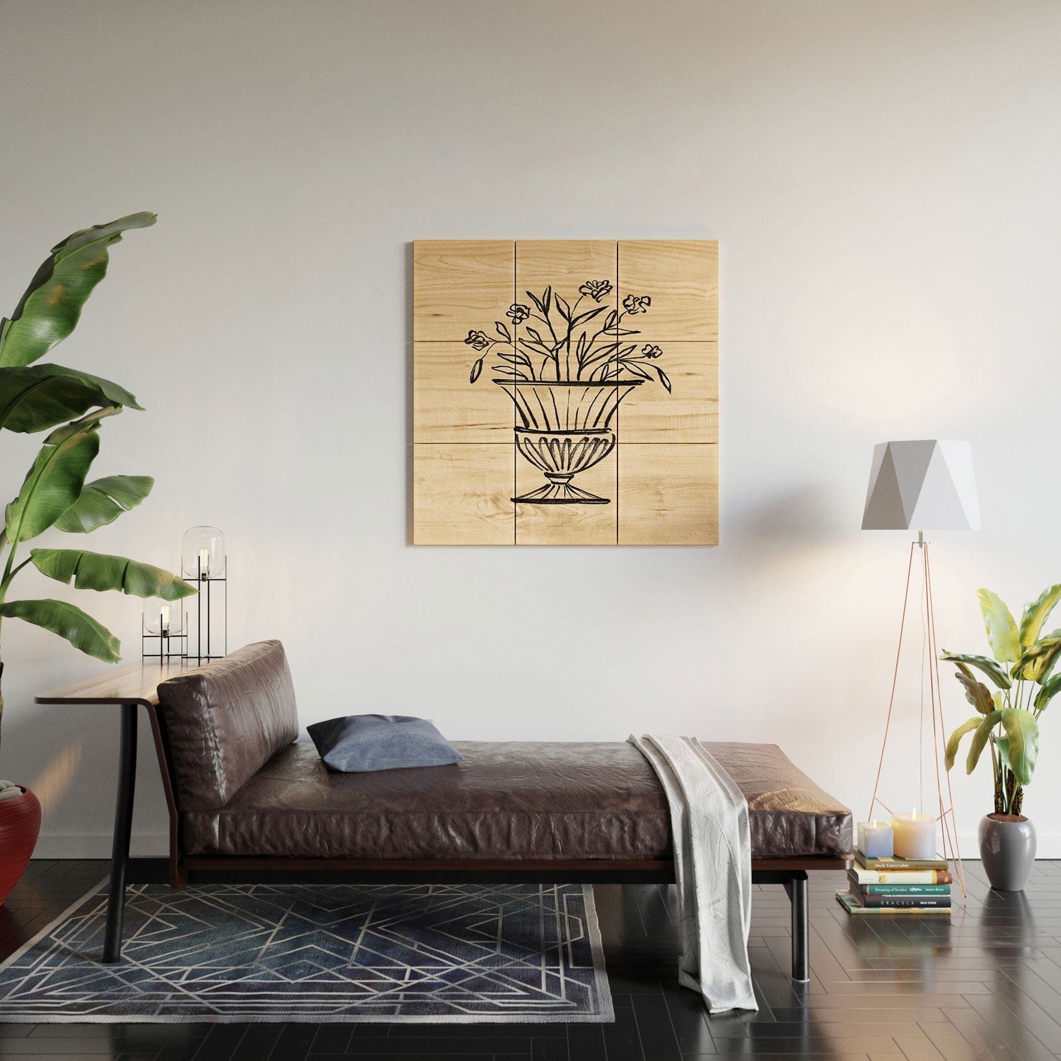 Intemporalis Garden Pot Antique Vase Flower Wood Wall Mural