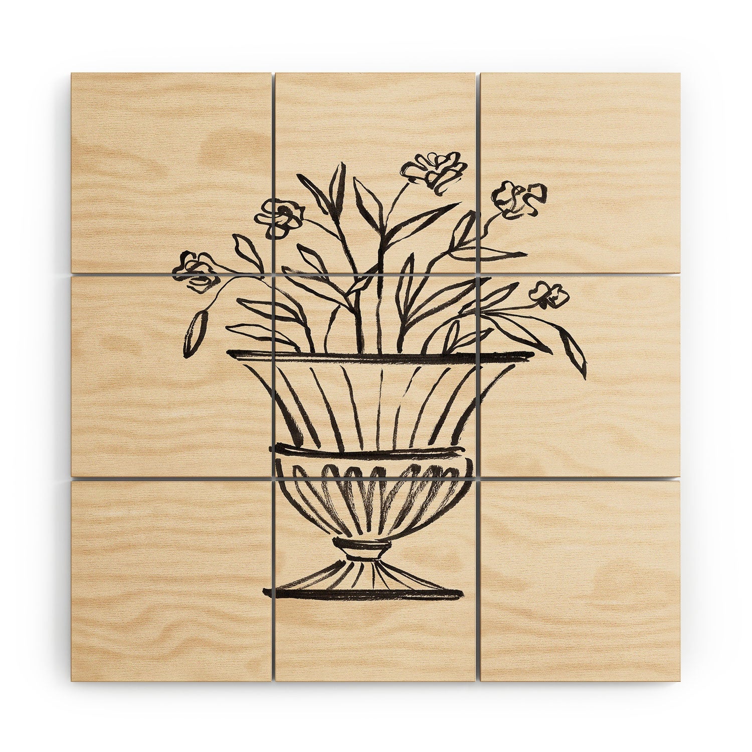 Intemporalis Garden Pot Antique Vase Flower Wood Wall Mural