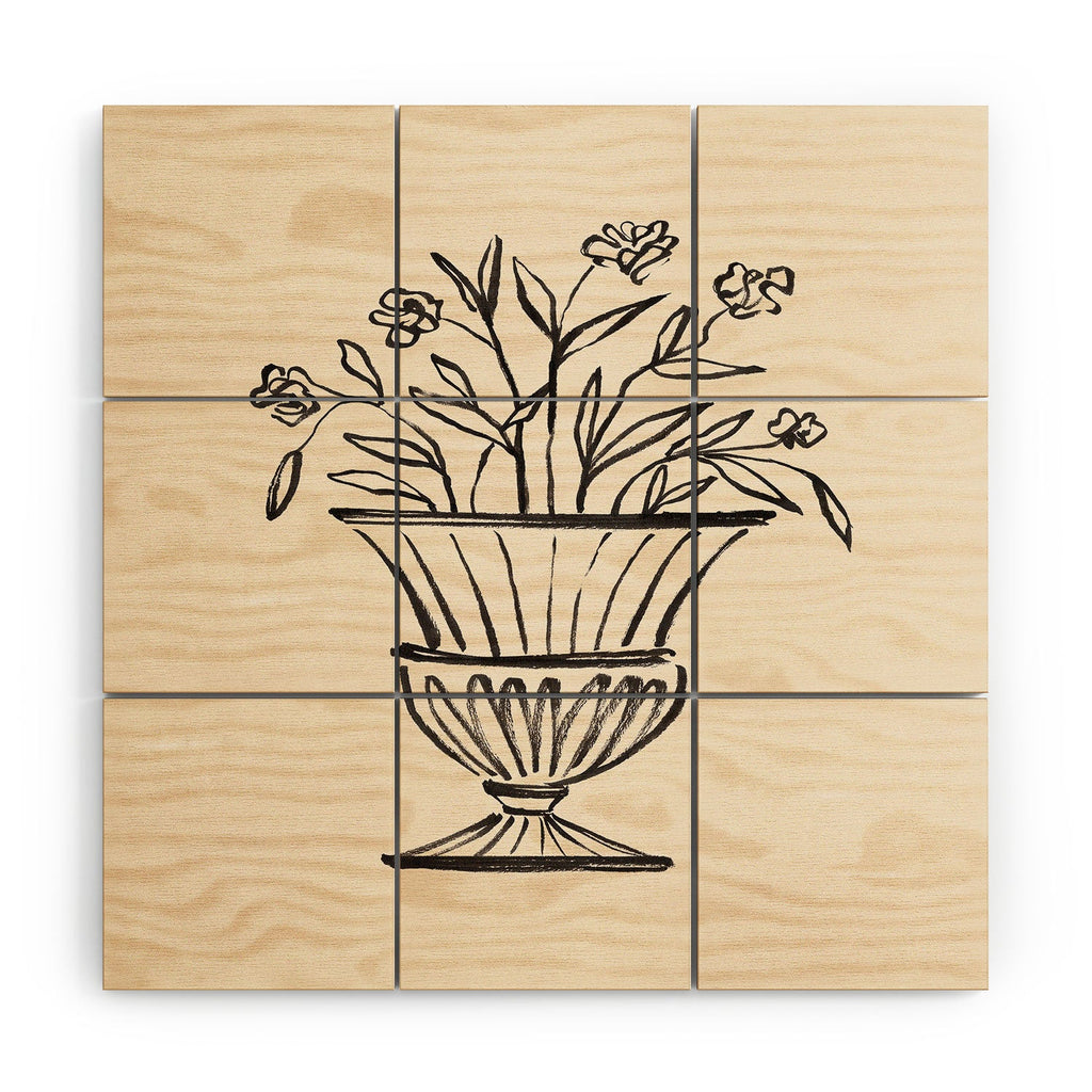 Intemporalis Garden Pot Antique Vase Flower Wood Wall Mural