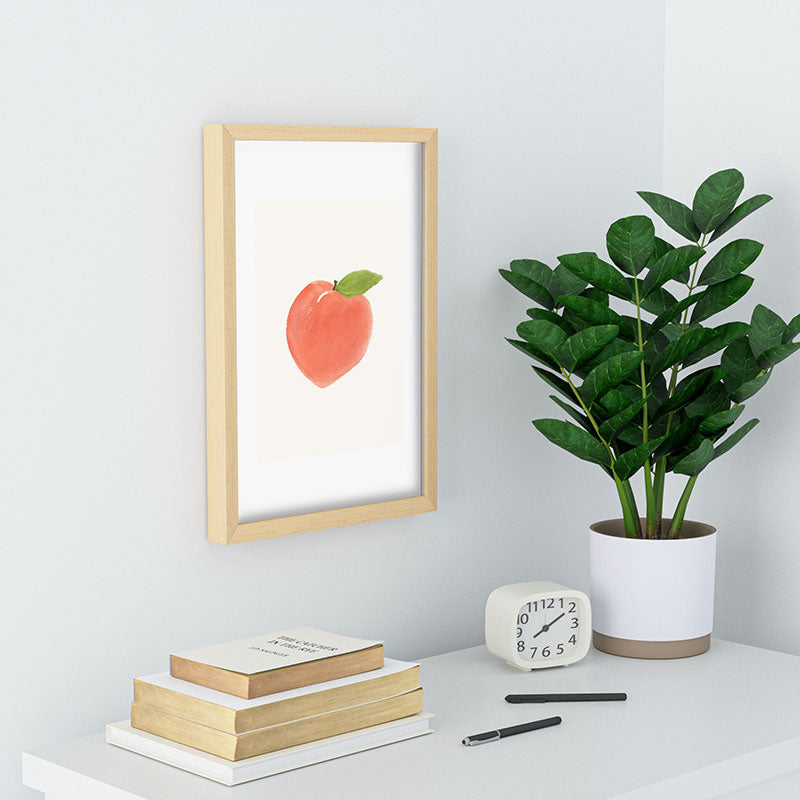 Intemporalis Peach Fruit Watercolor Painting Recessed Framing Rectangle