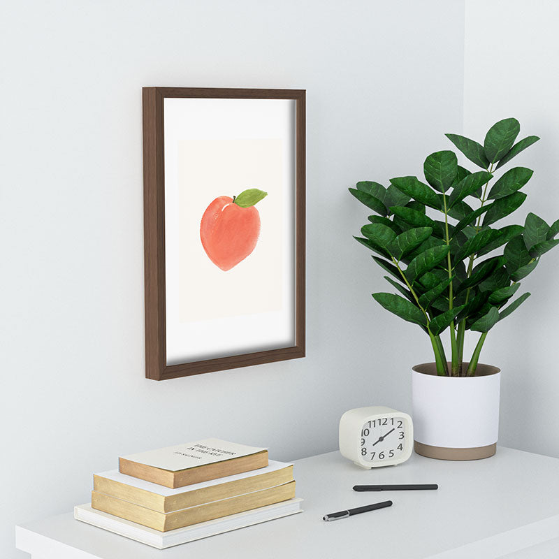 Intemporalis Peach Fruit Watercolor Painting Recessed Framing Rectangle