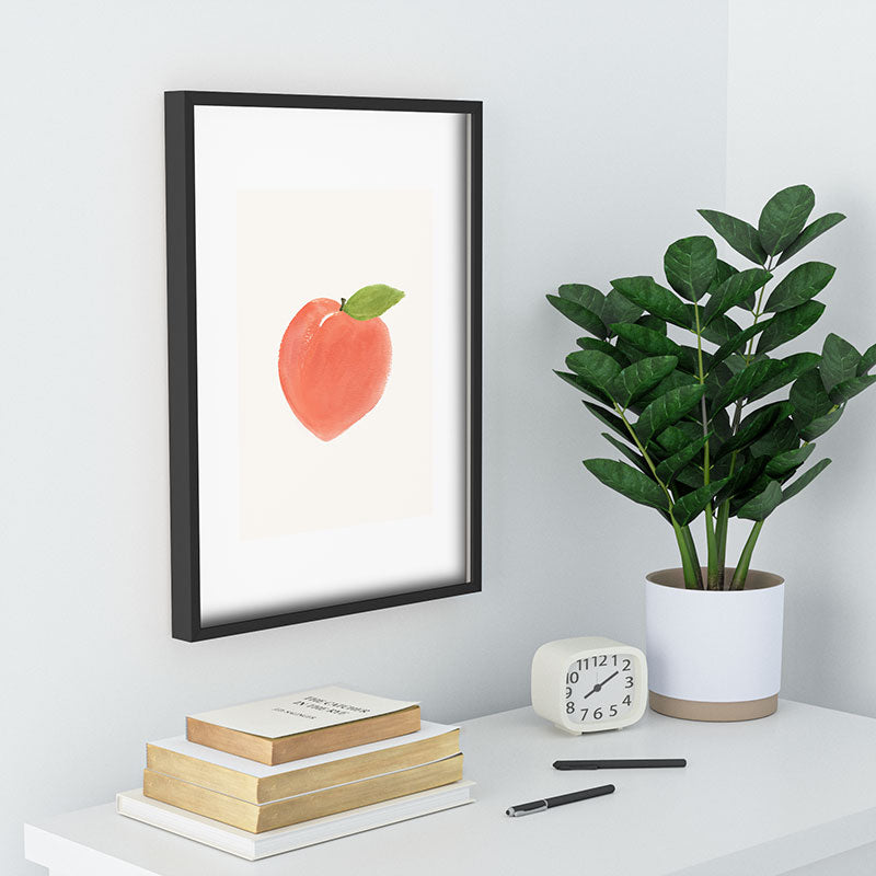 Intemporalis Peach Fruit Watercolor Painting Recessed Framing Rectangle
