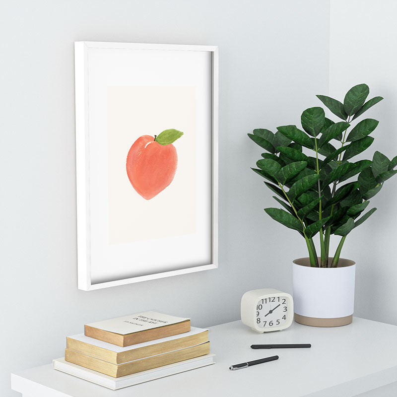 Intemporalis Peach Fruit Watercolor Painting Recessed Framing Rectangle
