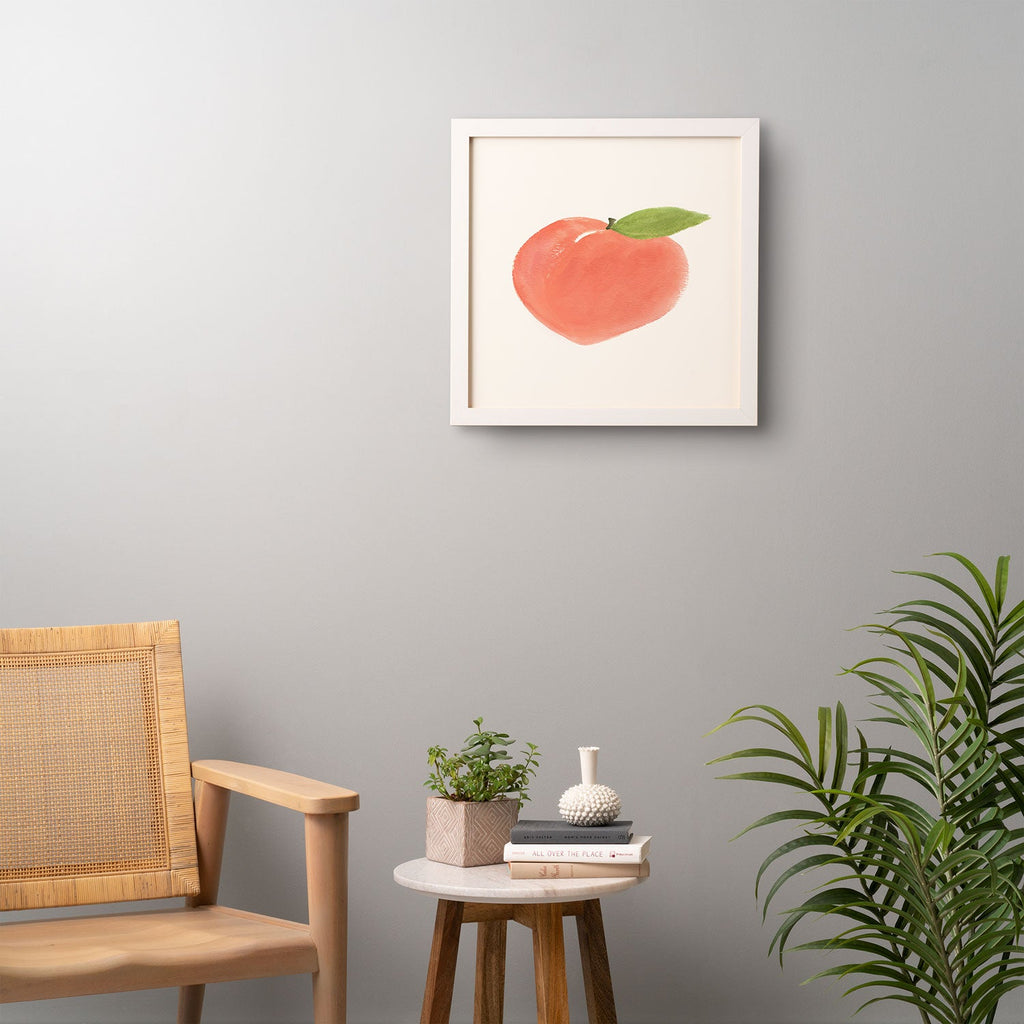 Intemporalis Peach Fruit Watercolor Painting Framed Wall Art