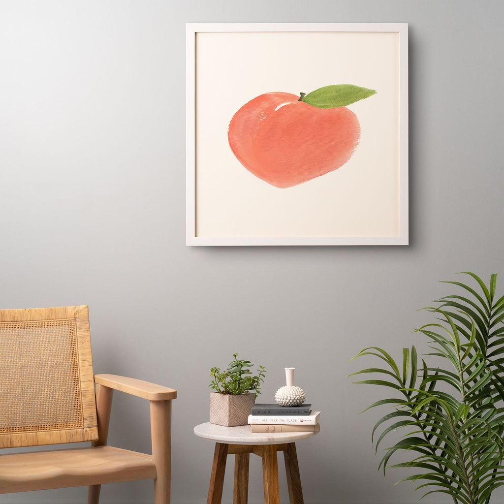 Intemporalis Peach Fruit Watercolor Painting Framed Wall Art