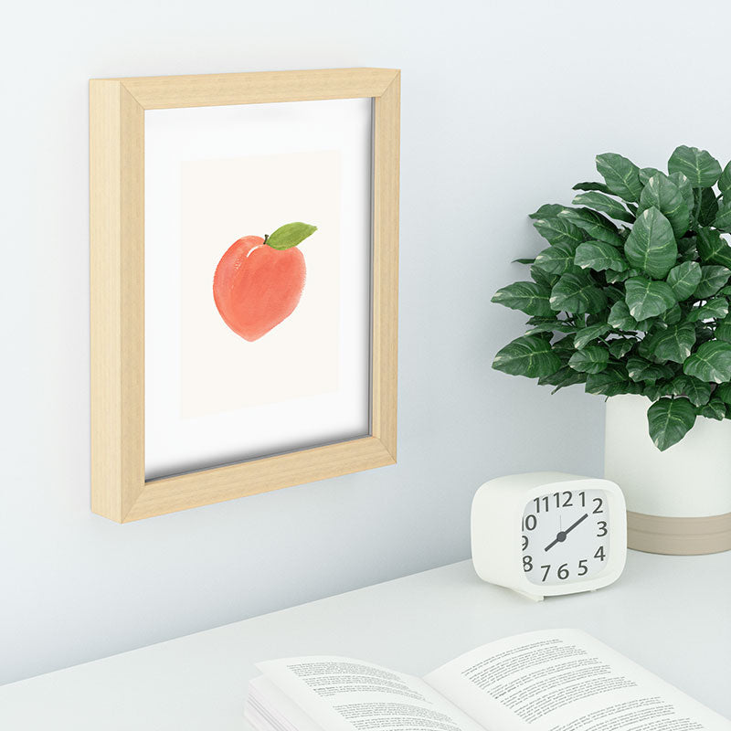 Intemporalis Peach Fruit Watercolor Painting Recessed Framing Rectangle