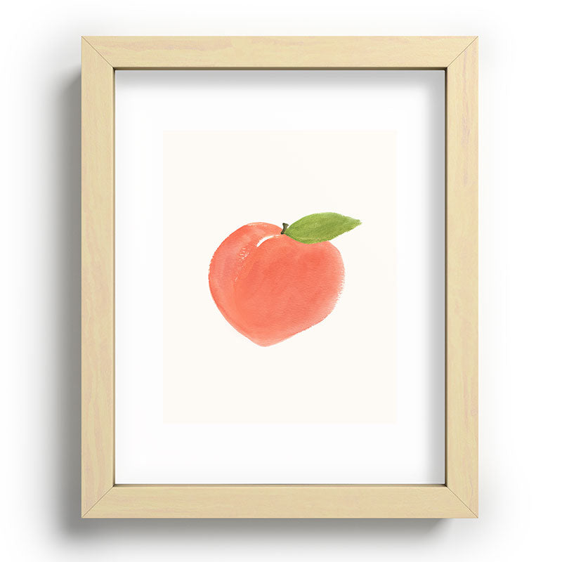 Intemporalis Peach Fruit Watercolor Painting Recessed Framing Rectangle
