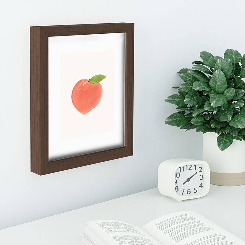 Intemporalis Peach Fruit Watercolor Painting Recessed Framing Rectangle