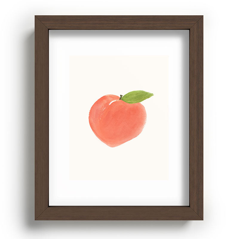 Intemporalis Peach Fruit Watercolor Painting Recessed Framing Rectangle