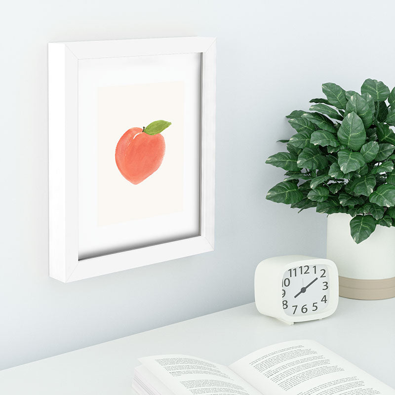 Intemporalis Peach Fruit Watercolor Painting Recessed Framing Rectangle