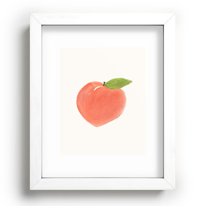 Intemporalis Peach Fruit Watercolor Painting Recessed Framing Rectangle
