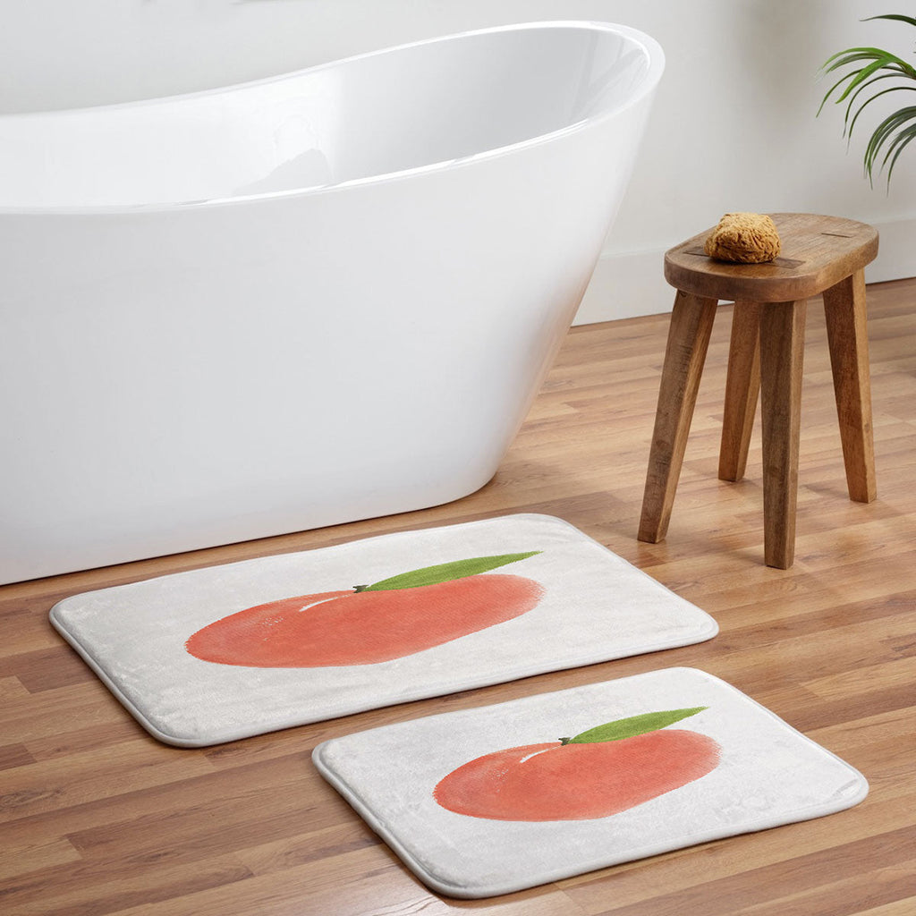 Intemporalis Peach Fruit Watercolor Painting Memory Foam Bath Mat