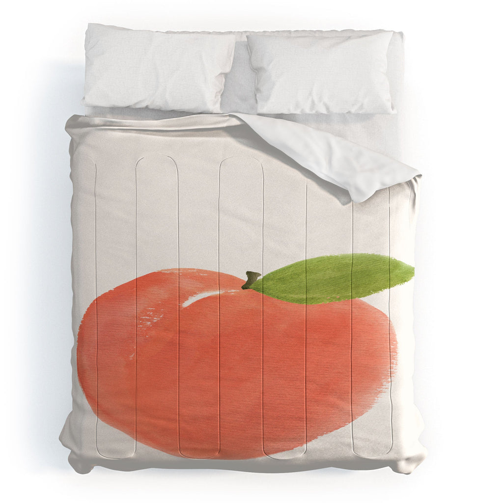 Intemporalis Peach Fruit Watercolor Painting Comforter