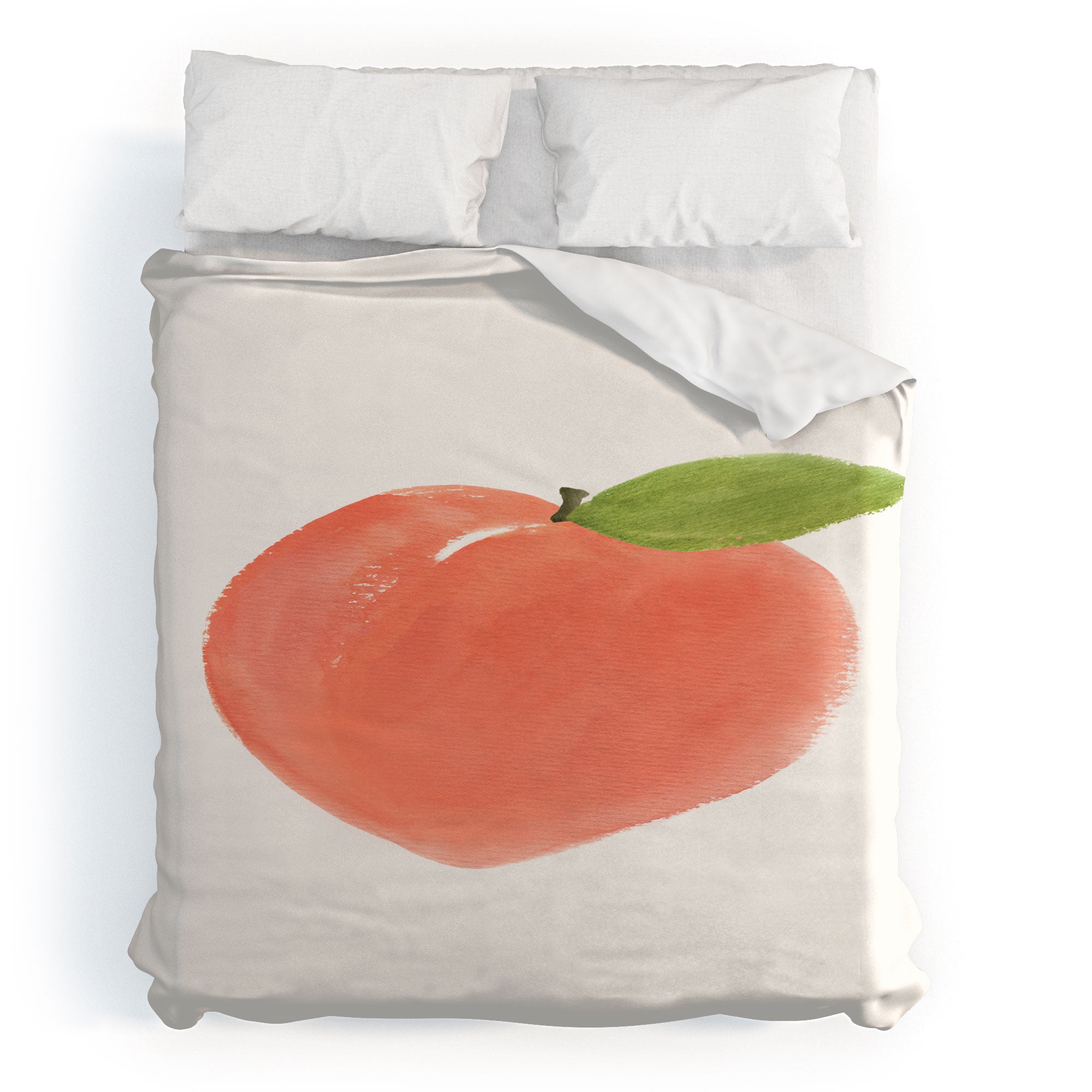 Intemporalis Peach Fruit Watercolor Painting Duvet Cover