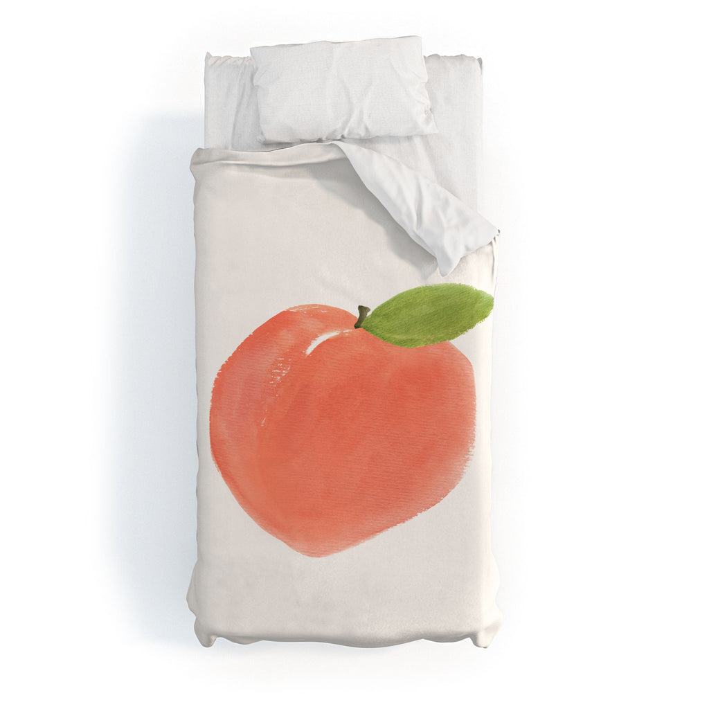 Intemporalis Peach Fruit Watercolor Painting Duvet Cover
