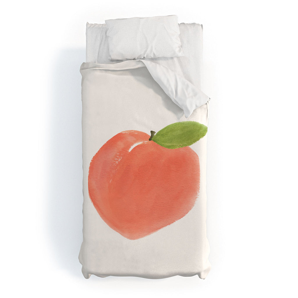 Intemporalis Peach Fruit Watercolor Painting Duvet Cover