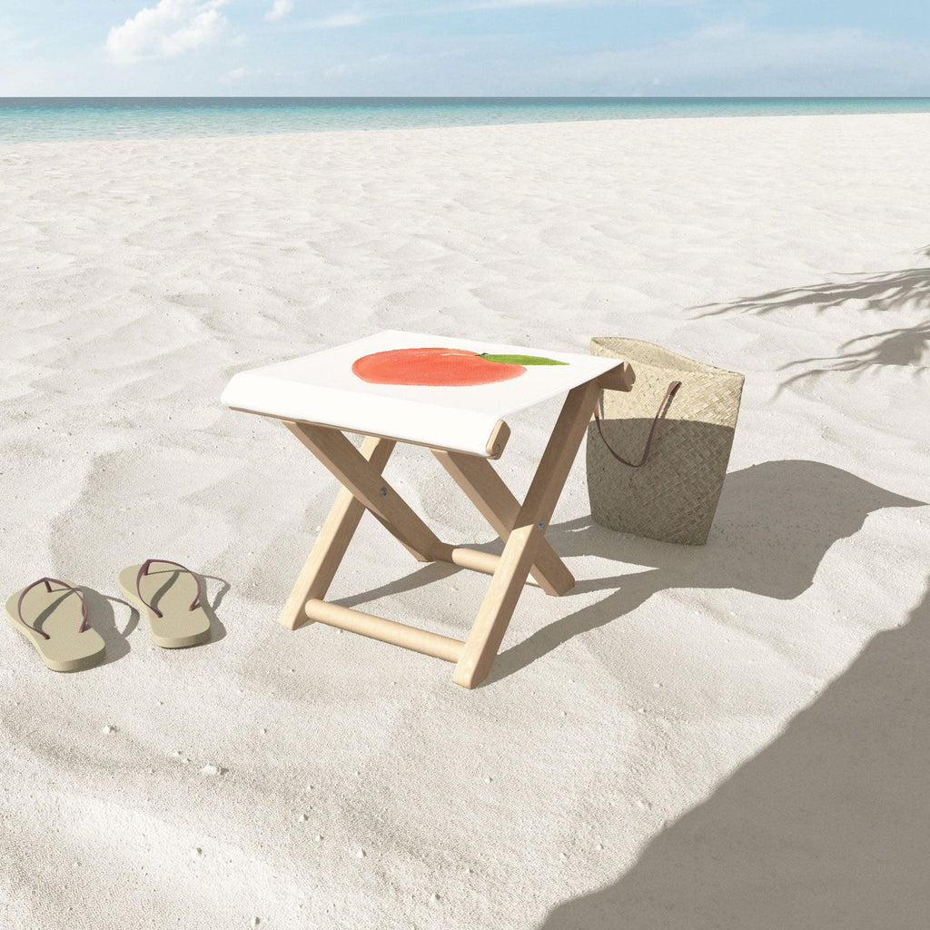 Intemporalis Peach Fruit Watercolor Painting Folding Stool