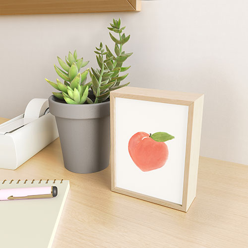 Intemporalis Peach Fruit Watercolor Painting Framed Mini Art Print