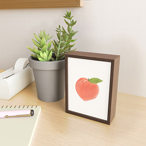 Intemporalis Peach Fruit Watercolor Painting Framed Mini Art Print