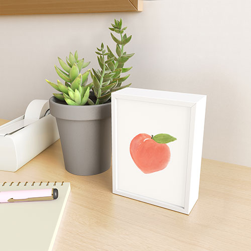 Intemporalis Peach Fruit Watercolor Painting Framed Mini Art Print