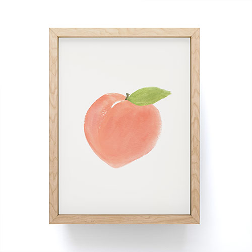 Intemporalis Peach Fruit Watercolor Painting Framed Mini Art Print