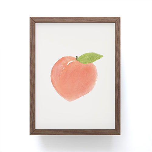 Intemporalis Peach Fruit Watercolor Painting Framed Mini Art Print