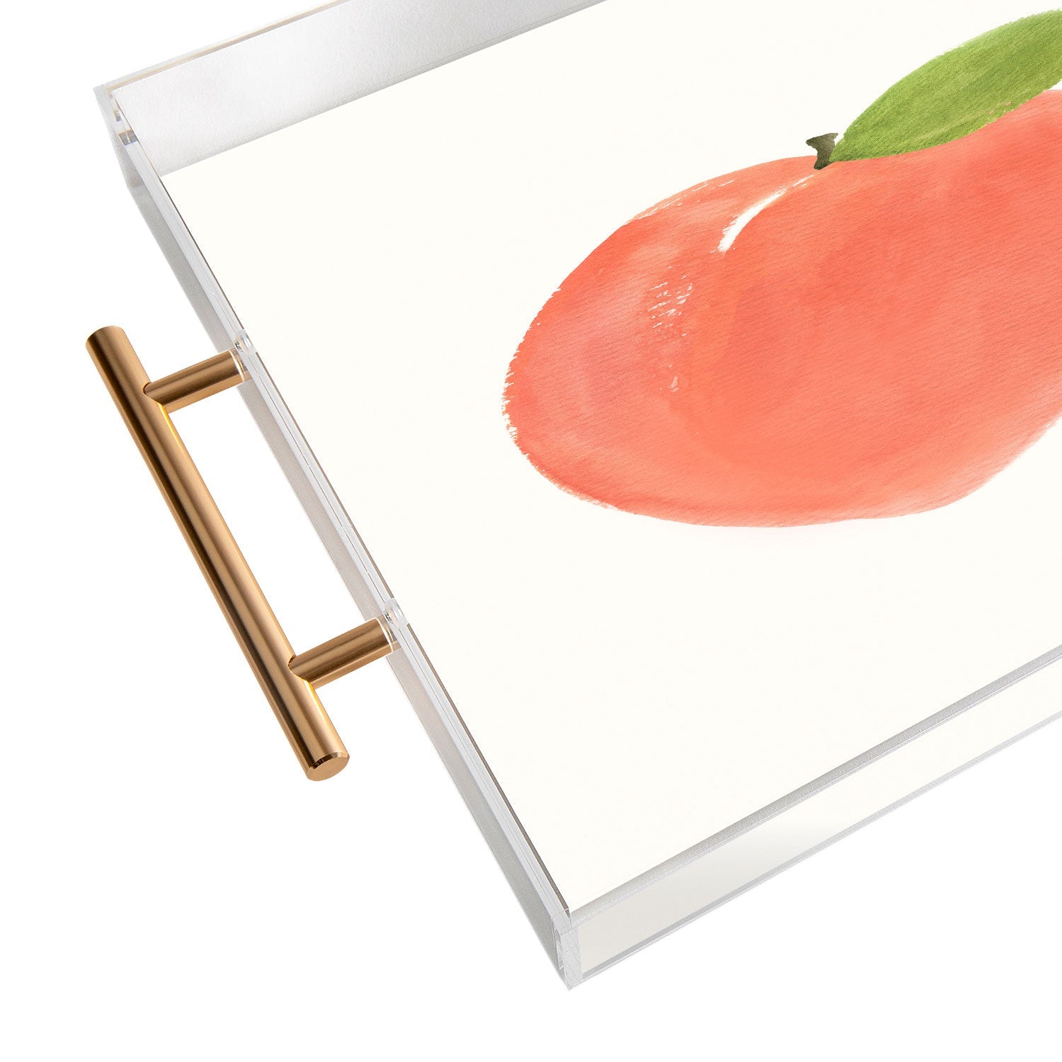 Intemporalis Peach Fruit Watercolor Painting Acrylic Tray