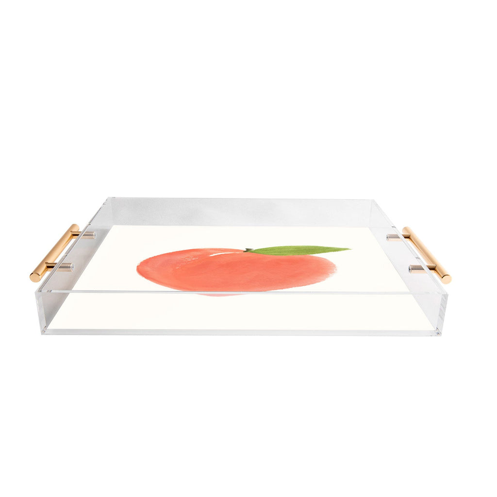 Intemporalis Peach Fruit Watercolor Painting Acrylic Tray