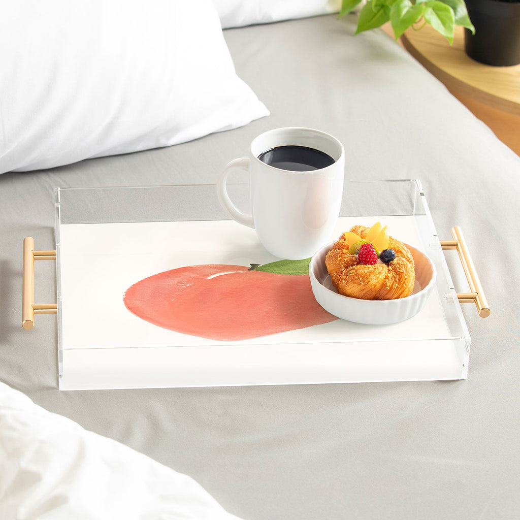 Intemporalis Peach Fruit Watercolor Painting Acrylic Tray