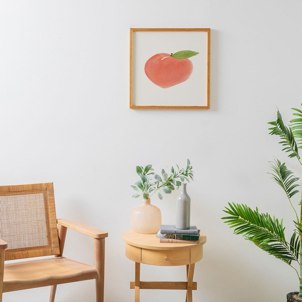 Intemporalis Peach Fruit Watercolor Painting Framed Wall Art