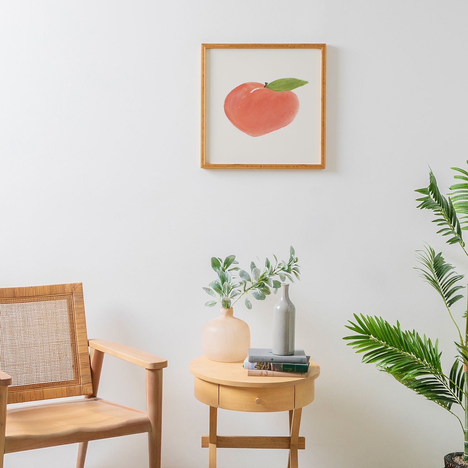Intemporalis Peach Fruit Watercolor Painting Framed Wall Art