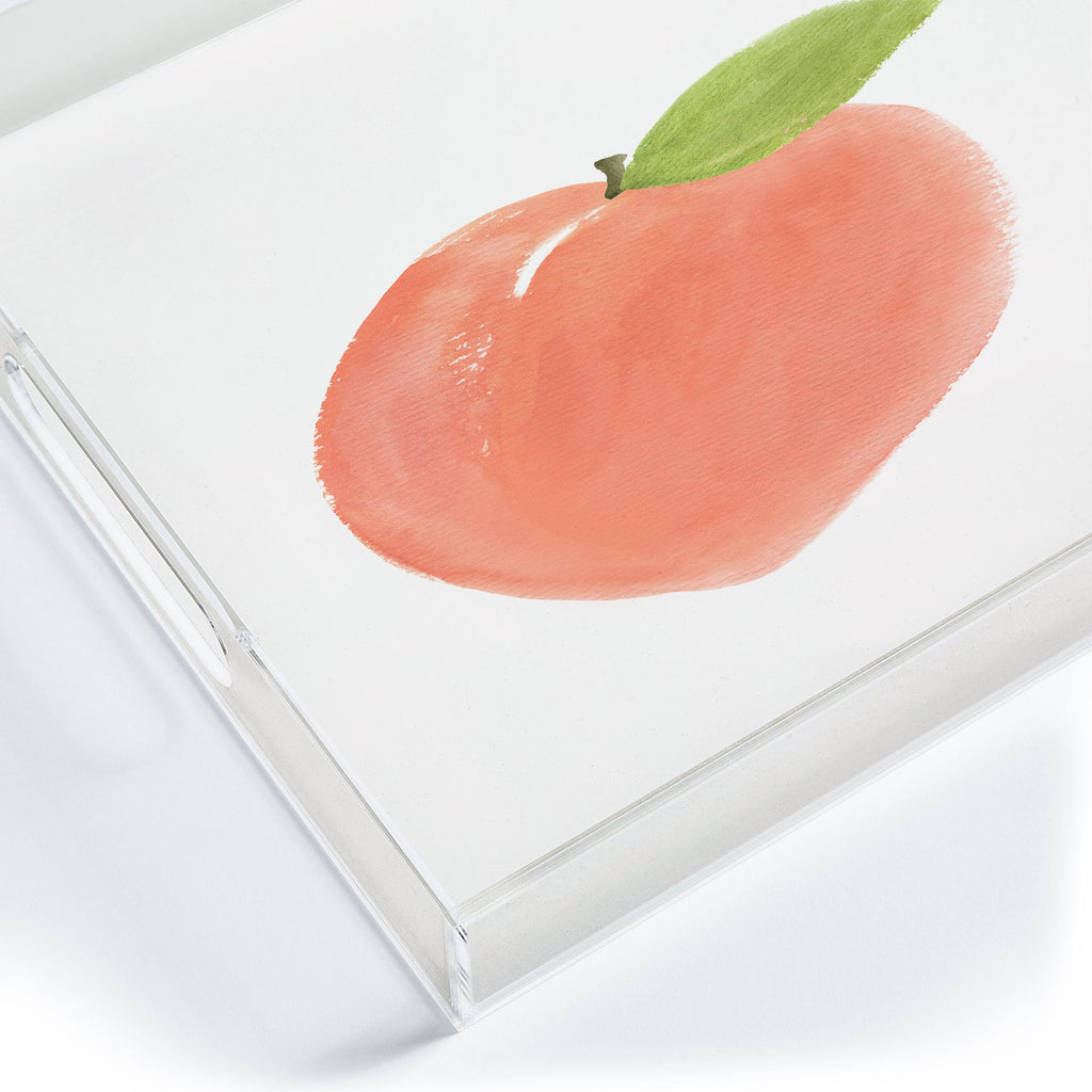 Intemporalis Peach Fruit Watercolor Painting Acrylic Tray