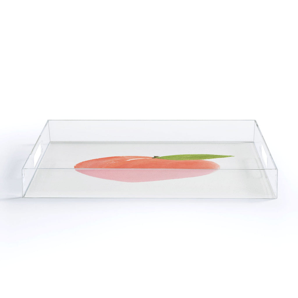 Intemporalis Peach Fruit Watercolor Painting Acrylic Tray