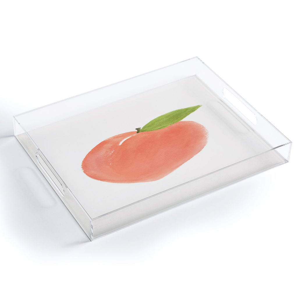 Intemporalis Peach Fruit Watercolor Painting Acrylic Tray