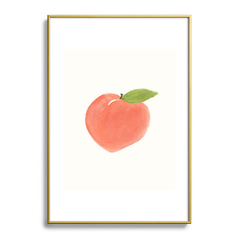 Intemporalis Peach Fruit Watercolor Painting Metal Framed Art Print