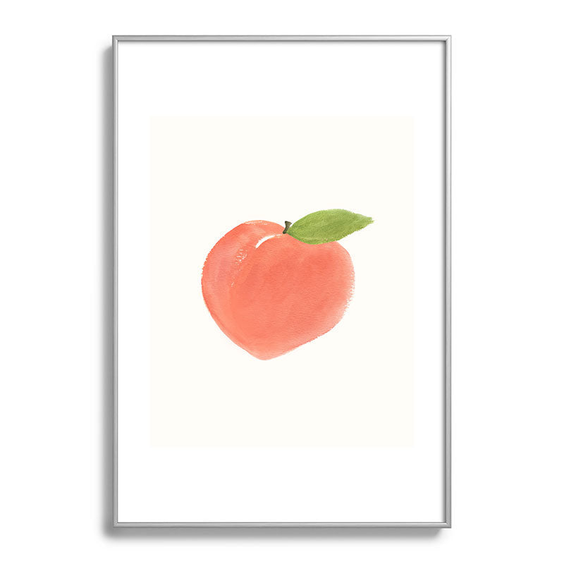 Intemporalis Peach Fruit Watercolor Painting Metal Framed Art Print