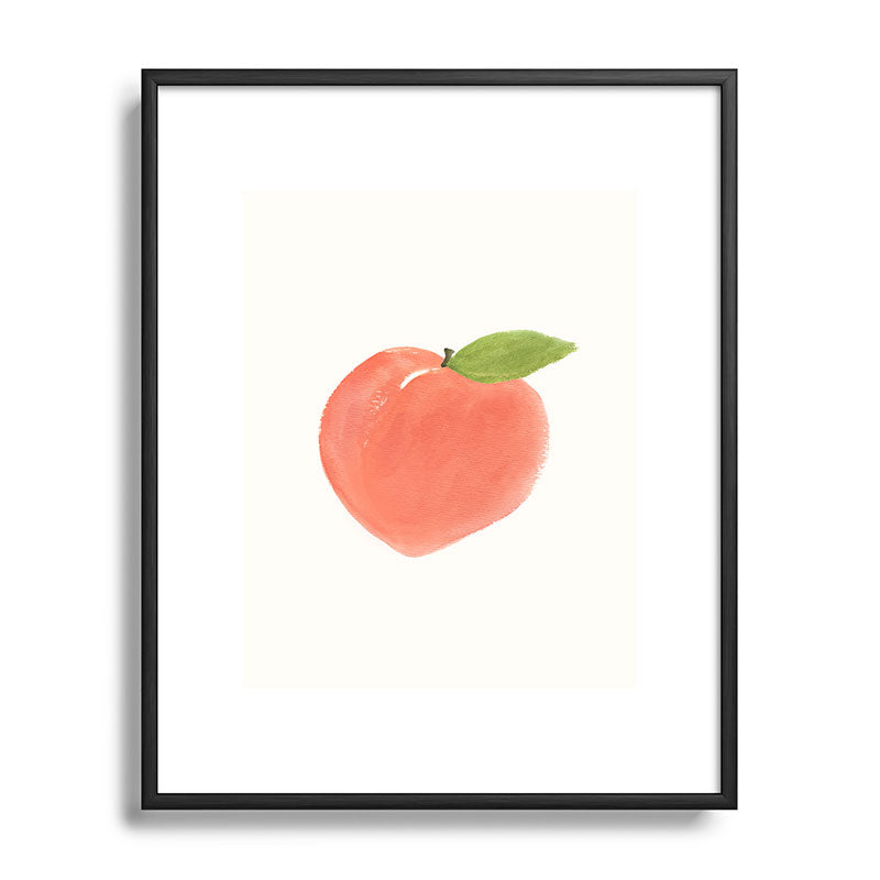 Intemporalis Peach Fruit Watercolor Painting Metal Framed Art Print