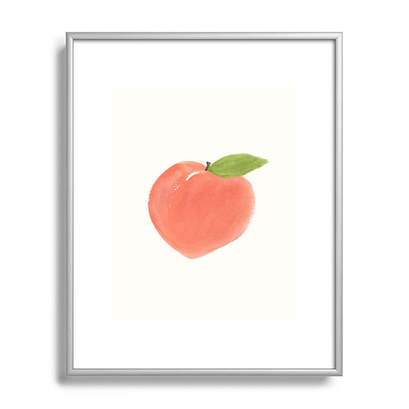 Intemporalis Peach Fruit Watercolor Painting Metal Framed Art Print