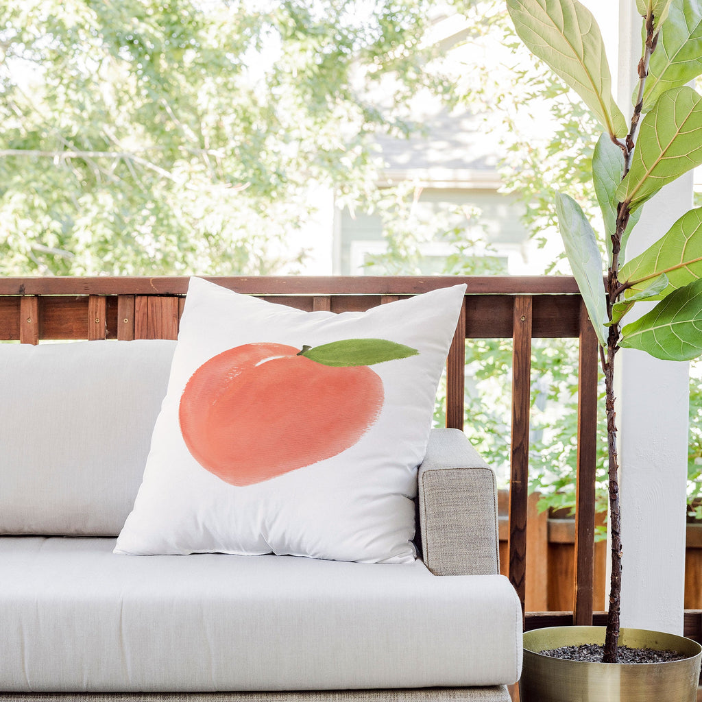 Intemporalis Peach Fruit Watercolor Painting Outdoor Throw Pillow