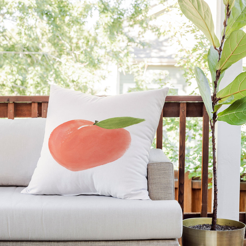 Intemporalis Peach Fruit Watercolor Painting Outdoor Throw Pillow
