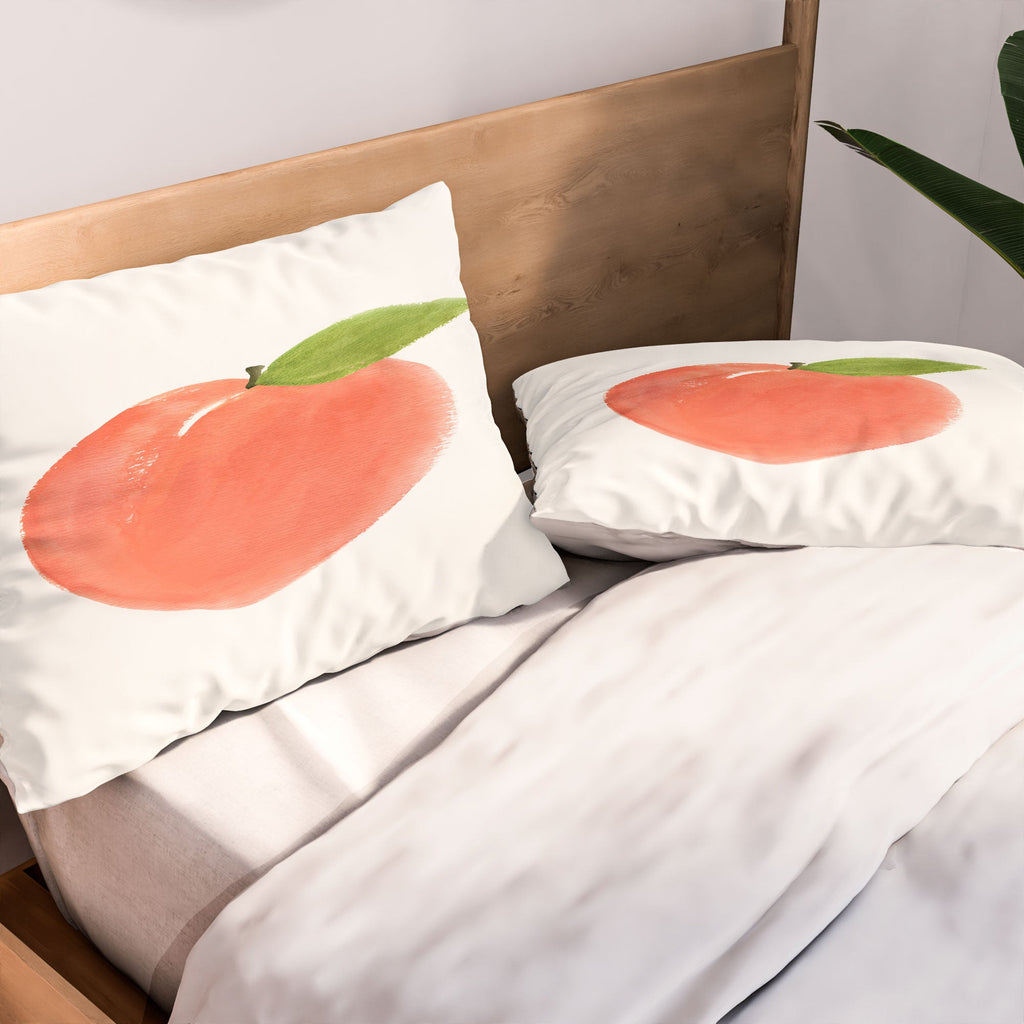 Intemporalis Peach Fruit Watercolor Painting Pillow Shams