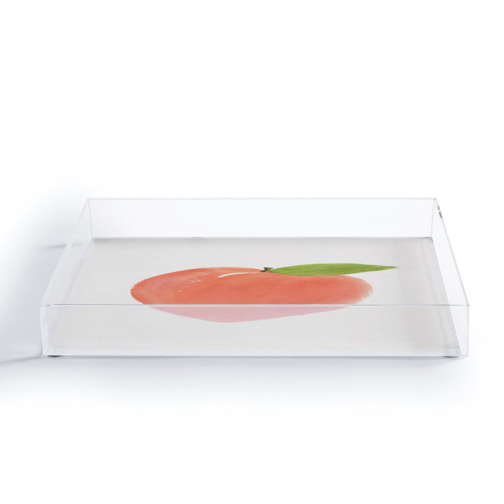 Intemporalis Peach Fruit Watercolor Painting Acrylic Tray