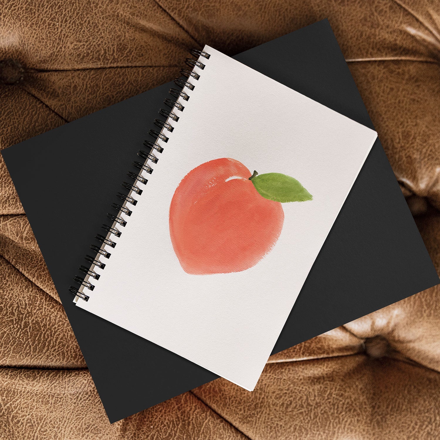Intemporalis Peach Fruit Watercolor Painting Spiral Notebook