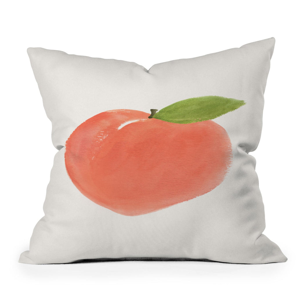 Intemporalis Peach Fruit Watercolor Painting Outdoor Throw Pillow