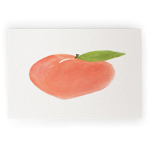 Intemporalis Peach Fruit Watercolor Painting Welcome Mat