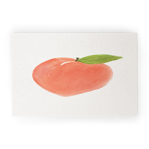 Intemporalis Peach Fruit Watercolor Painting Welcome Mat