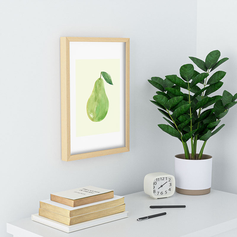 Intemporalis Pear Watercolor Illustration Recessed Framing Rectangle