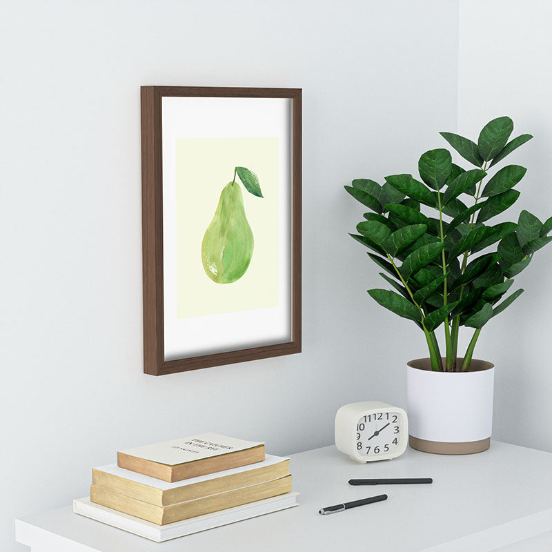 Intemporalis Pear Watercolor Illustration Recessed Framing Rectangle