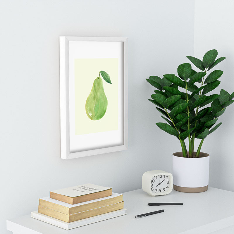 Intemporalis Pear Watercolor Illustration Recessed Framing Rectangle