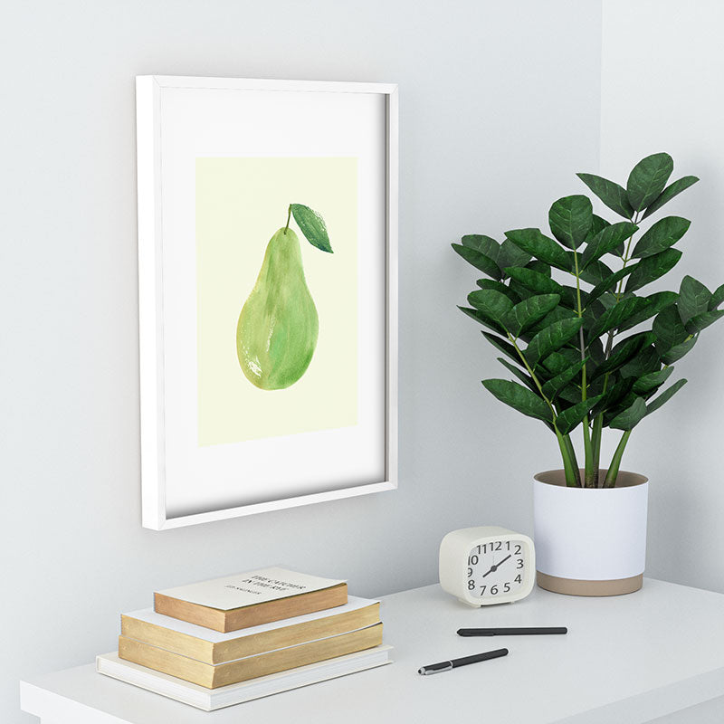 Intemporalis Pear Watercolor Illustration Recessed Framing Rectangle
